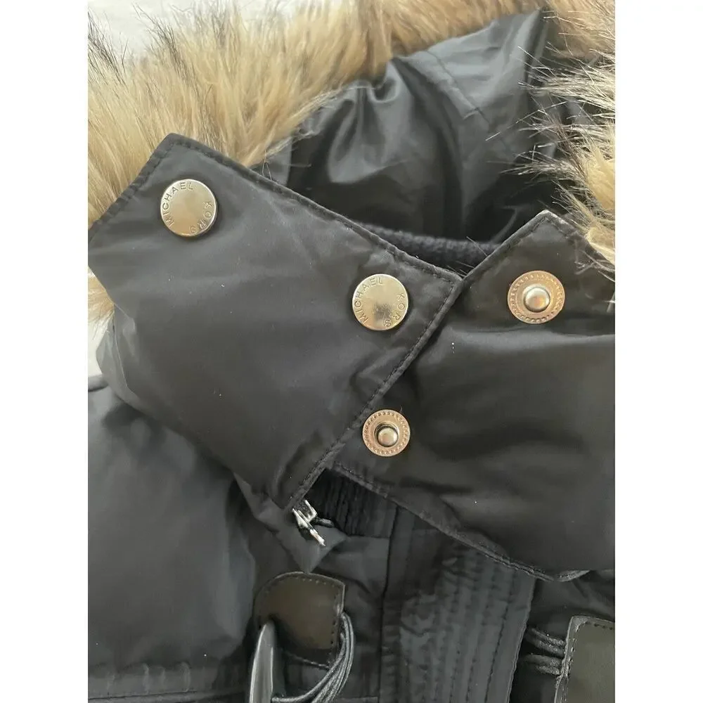 Michael Kors Black Down Filled Faux Fur Hood Size S/P Jacket